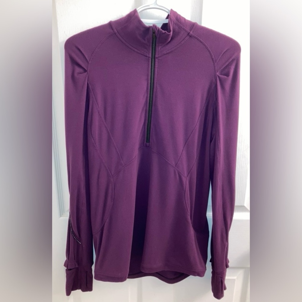 NICE Lululemon half zip long sleeve shirt, ruffle cuffs, size 8, purple